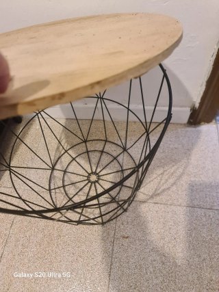 Mesita auxiliar madera industrial metal