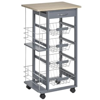 Carrello da Cucina in Grigio Scuro con 1 Cassetto