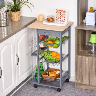 Carrello da Cucina con Cassetti Estraibili e 2 Por