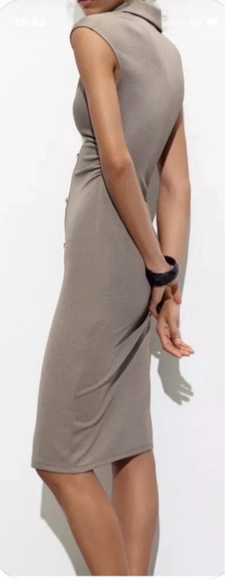 Vestido Camisero Midi Beige