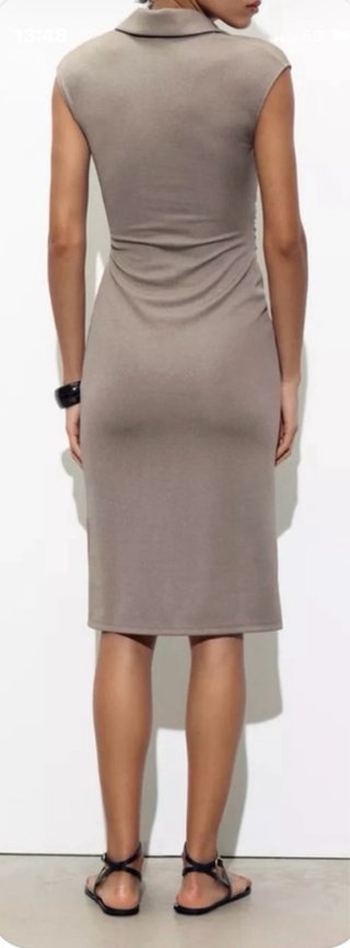 Vestido Camisero Midi Beige