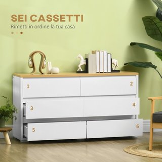 Cassettiera 6 Cassetti Moderna in Truciolato per C