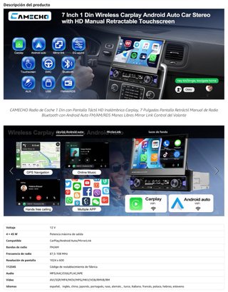 NUEVO! (105€) Radio Coche 1 Din Pantalla Táctil HD