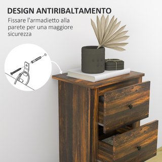 Comodino con 3 Cassetti dallo stile Rustico in Leg