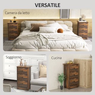 Comodino con 3 Cassetti dallo stile Rustico in Leg