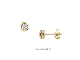 pendientes oro 18k con piedra con circonita