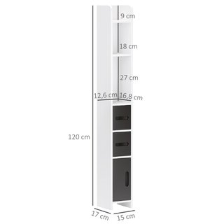 Colonna Bagno con 3 Mensole e 3 Armadietti, in Leg