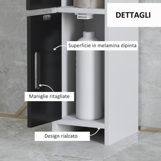 Colonna Bagno con 3 Mensole e 3 Armadietti, in Leg