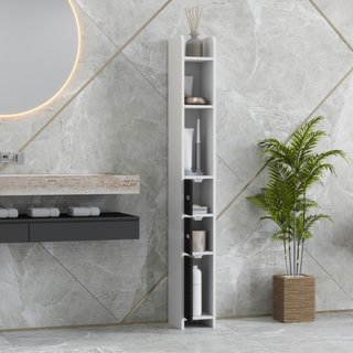Colonna Bagno con 3 Mensole e 3 Armadietti, in Leg