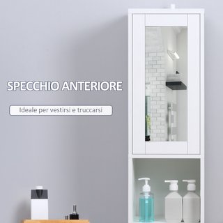 Colonna Bagno Salvaspazio in Legno con Specchio e