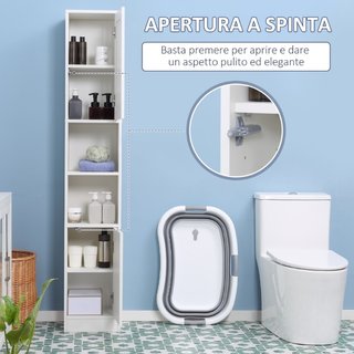 Colonna Bagno Salvaspazio in Legno con Specchio e