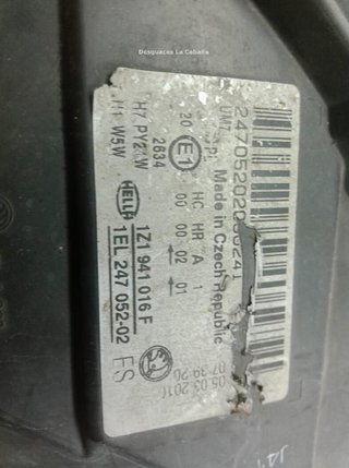 Faro derecho skoda 23155527 1z1941018s octavia 1.9