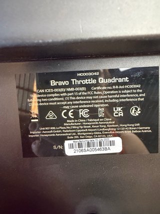 Bravo Throttle Quadrant Honeycomb Aeronáutico