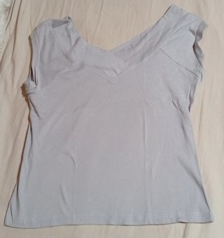 Top cuello V manga tirantes gris Talla M