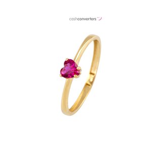 anillo oro 18k con piedra con rubi