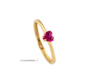 anillo oro 18k con piedra con rubi