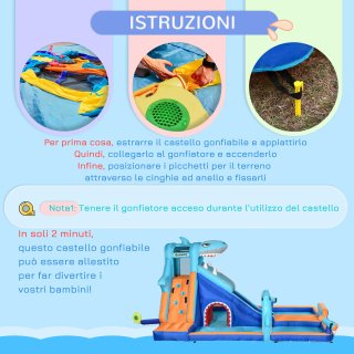 Castello Gonfiabile per Bambini 3-8 Anni con Gonfi