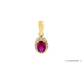 colgante oro 18k con piedra con rubi