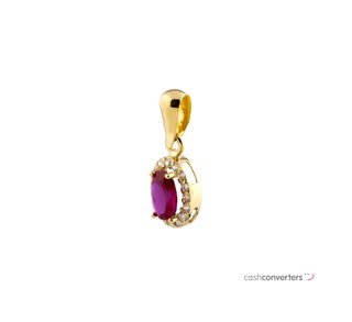 colgante oro 18k con piedra con rubi