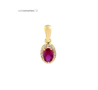 colgante oro 18k con piedra con rubi