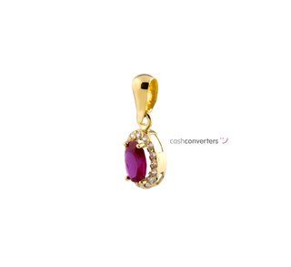 colgante oro 18k con piedra con rubi