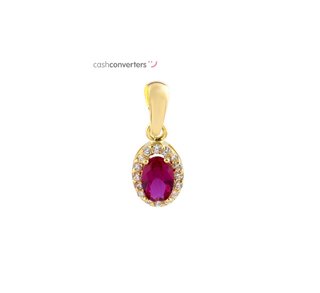 colgante oro 18k con piedra con rubi