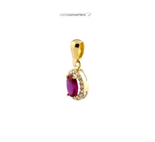 colgante oro 18k con piedra con rubi