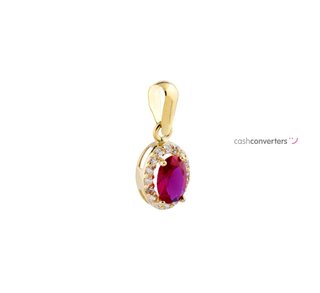 colgante oro 18k con piedra con rubi