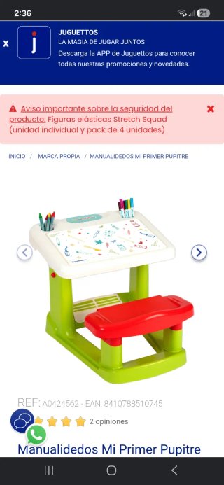 Mesa pupitre infantil Juguettos