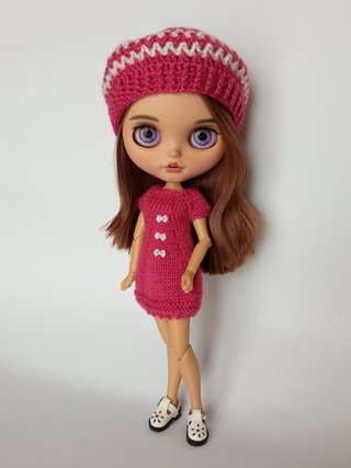 Conjunto boina y vestido frambuesa - Blythe