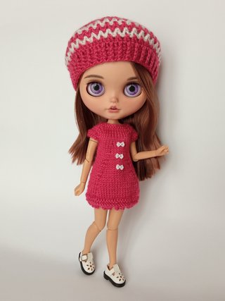 Conjunto boina y vestido frambuesa - Blythe