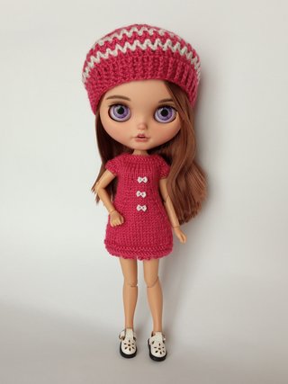 Conjunto boina y vestido frambuesa - Blythe