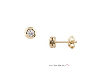 pendientes oro 18k con piedra con circonita