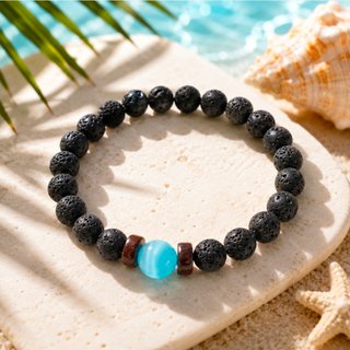 Pulsera de hombre con piedra natural negra