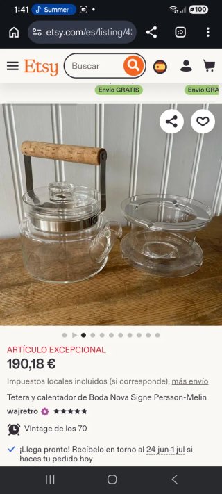 Tetera y calentador (para velas de té) 1971