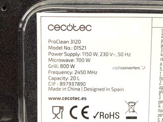 microondas cecotec proclean 3120