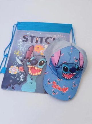 Pack Gorra y Mochila Saco Stitch Azul