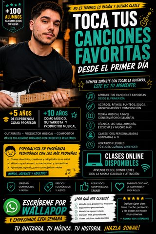 CLASES DE GUITARRA PARTICULARES Y ONLINE. Escribe!