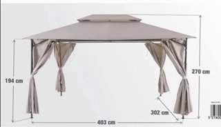 Pérgola de acero gris y toldo