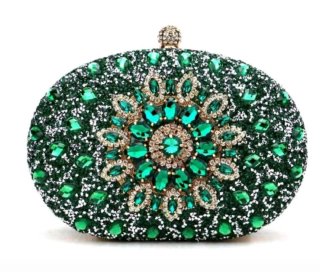 Bolso de noche verde y dorado