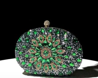 Bolso de noche verde y dorado
