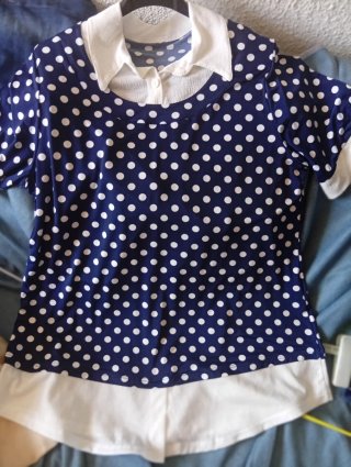Blusa de lunares azul y blanco