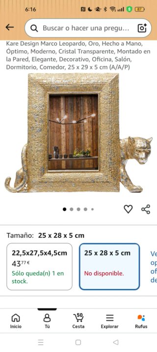 Marco Fotos Leopardo Dorado Kare Design