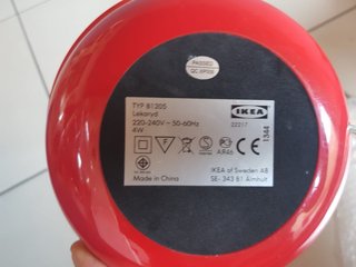 Lampada da tavolo Ikea Lekaryd rossa vintage