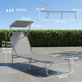 Tumbona plegable con parasol