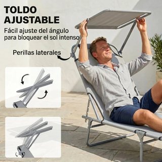 Tumbona plegable con parasol