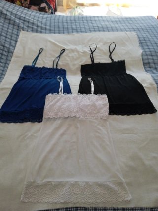 Set 3 Top Donna Pizzo Blu, Bianco, Nero