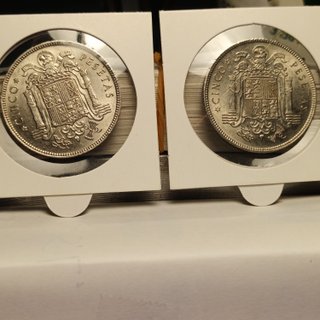 2 Monedas 5 Pesetas 1949 *49 y *50 EBC++