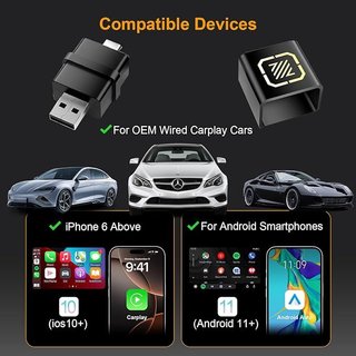 BANKKY Adaptador Inalámbrico CarPlay Android Auto