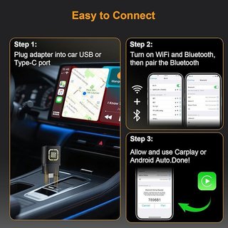 BANKKY Adaptador Inalámbrico CarPlay Android Auto
